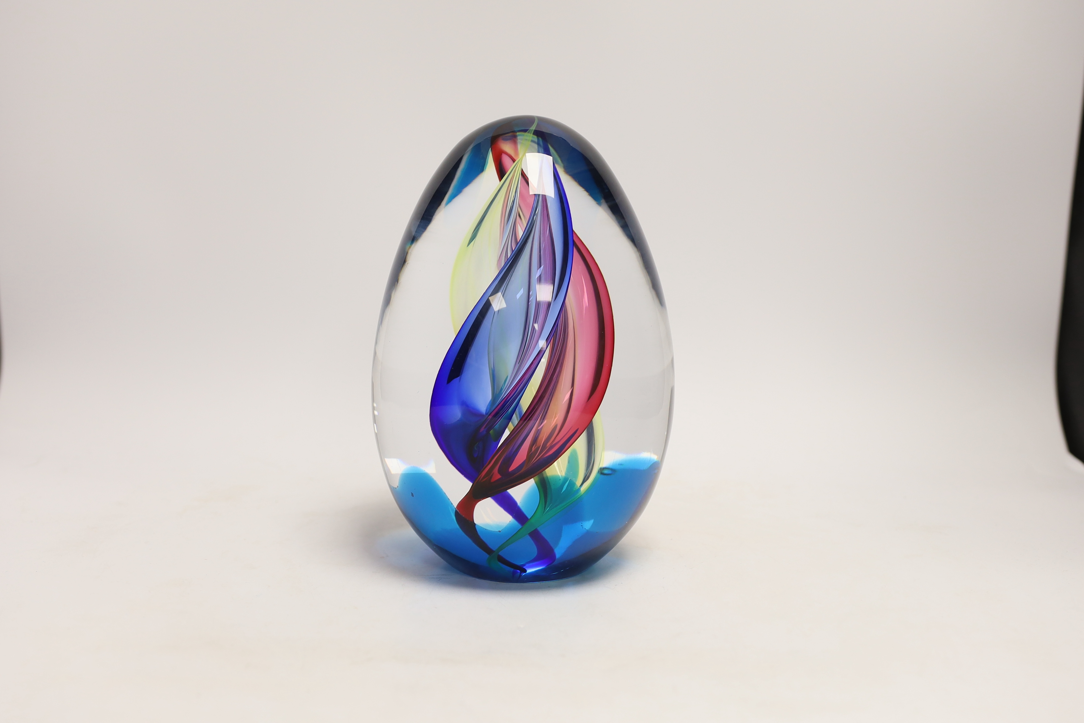 A large ARS, Murano glass egg-shaped ornament, marked ARS to base, signed Cammozzo Roberto, height 22cm